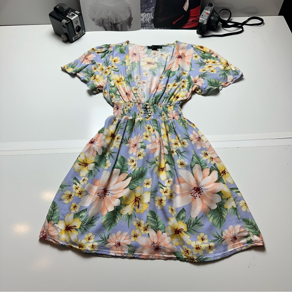 Y2K Forever 21 Floral Tea Dress | Rayon Cottagecore Garden Party Spring Mini - Picture 2 of 13